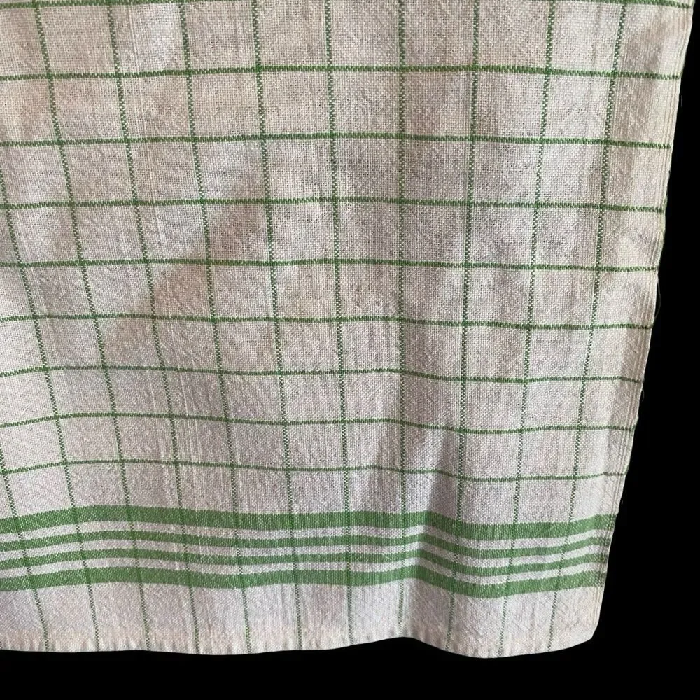 2 VTG Cotton Dish Towels Check Stripe Kitchen Tea Set 32” X 18” Farmhouse